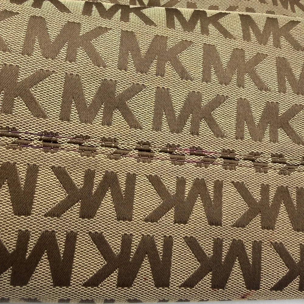 Michael Kors Tote Bag Women Large Brown MK Signature Monogram Canvas Tassel